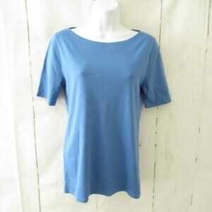 J Crew Top M Medium Blue Ribbed Short Sleeve